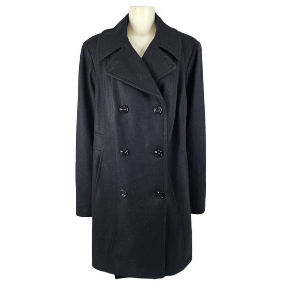 Anne Klein women 3X wool blend black long Double breasted peacoat NWT MSRP $275 - Picture 1 of 7